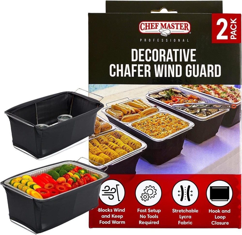 Professional 2-Pack Chafer Wind Guards - Breeze and Flame Protection for Buffets