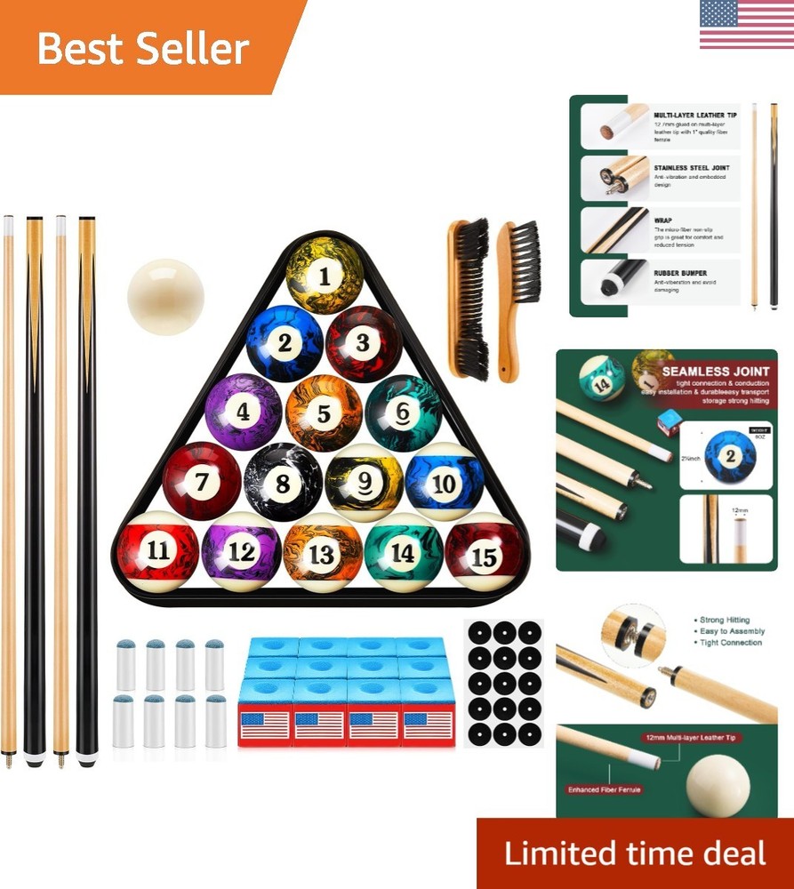 71-Piece  Pool Table Accessories Gift Set - Complete Billiard Kit