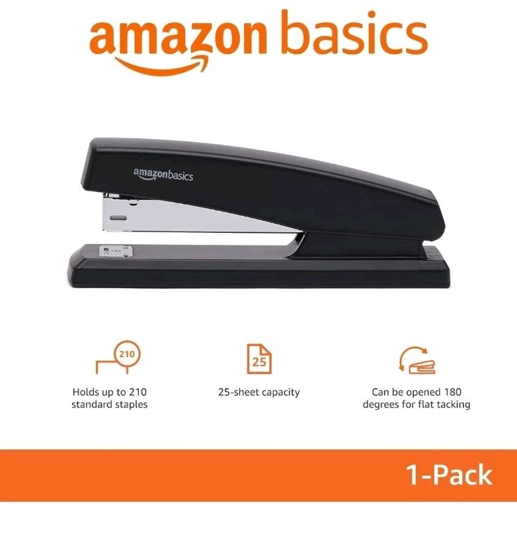 ✨️Amazon Basics Stapler with 1000 Staples, Office Stapler, 25 1-Pack, Black