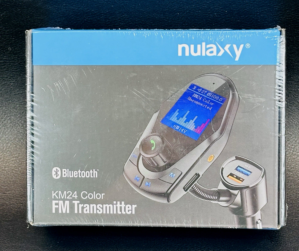 Nulaxy KM24 Bluetooth FM Transmitter,  Wireless In-Car - Black - NIB