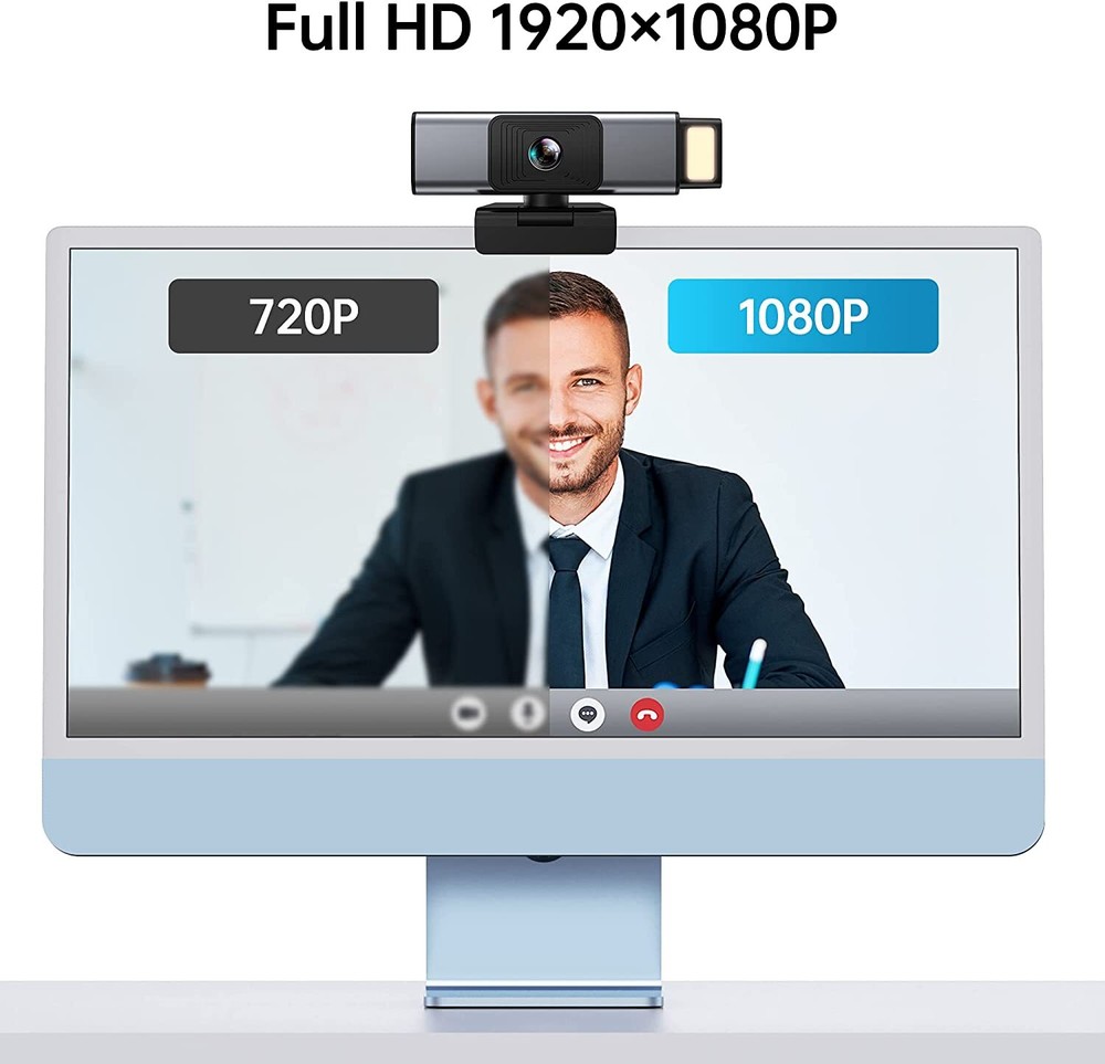 FHD 1080p Webcam with Mic &Privacy Protection, USB Plug&Play Computer Camera