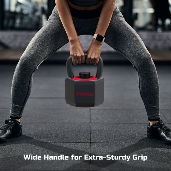 FitRx 25 lbs SmartStack Wide handle Adjustable Kettlebell, 40 lbs, Black