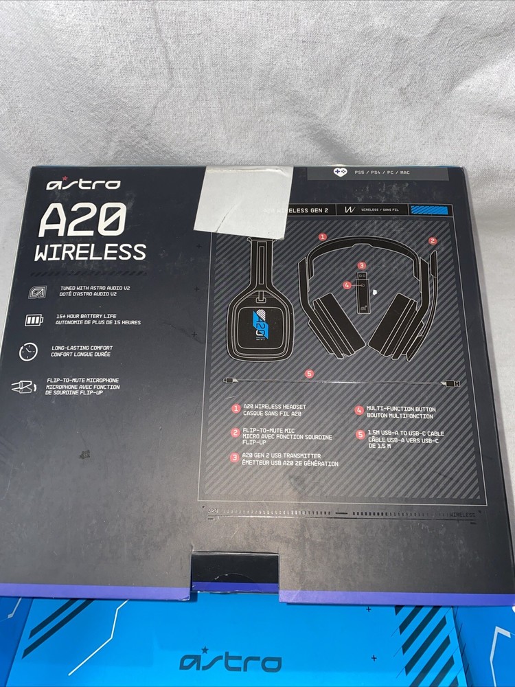 Astro A20 Bluetooth Wireless Gaming Headset for PlayStation 4/5 PREOWNED READ