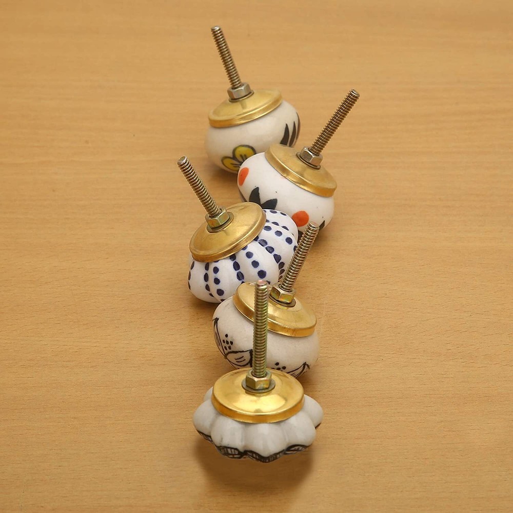 Ceramic Door Knobs Handles Mulit Color Knobs Drawer Pulls Cupboard Set 10 Pc