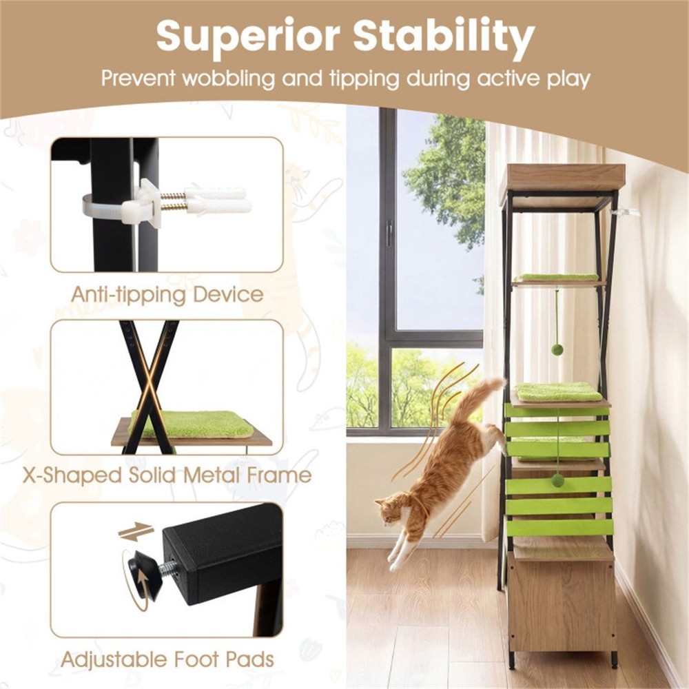73" Multi-Level Cat Tree with Condo & Perch, Multi-Cat Climbing Tower with Scrat