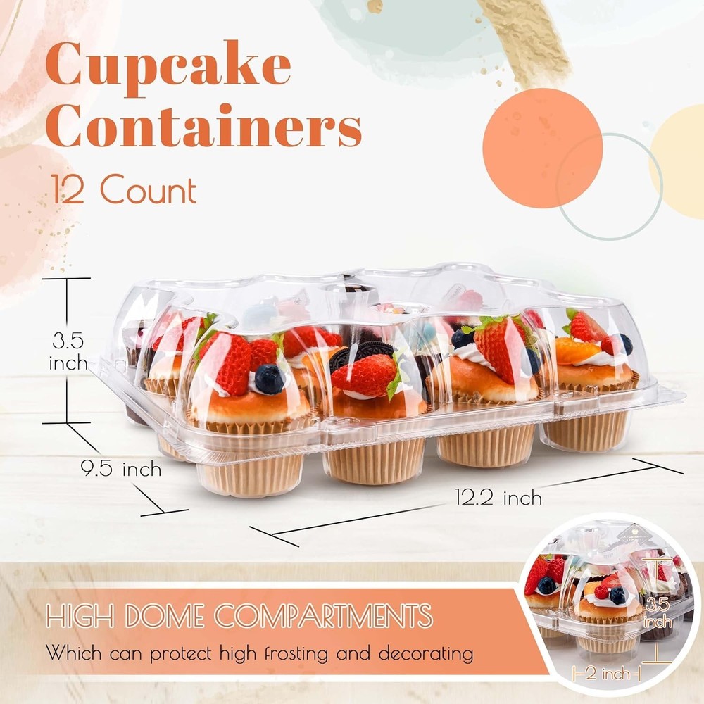 12-Pack Stackable Cupcake Boxes with Tall Dome Lids - Perfect for Events