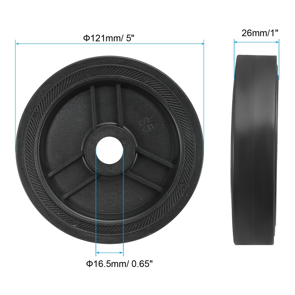 5" Universal Air Compressor Wheel with 0.7" Hole for Easy Mobility, Black