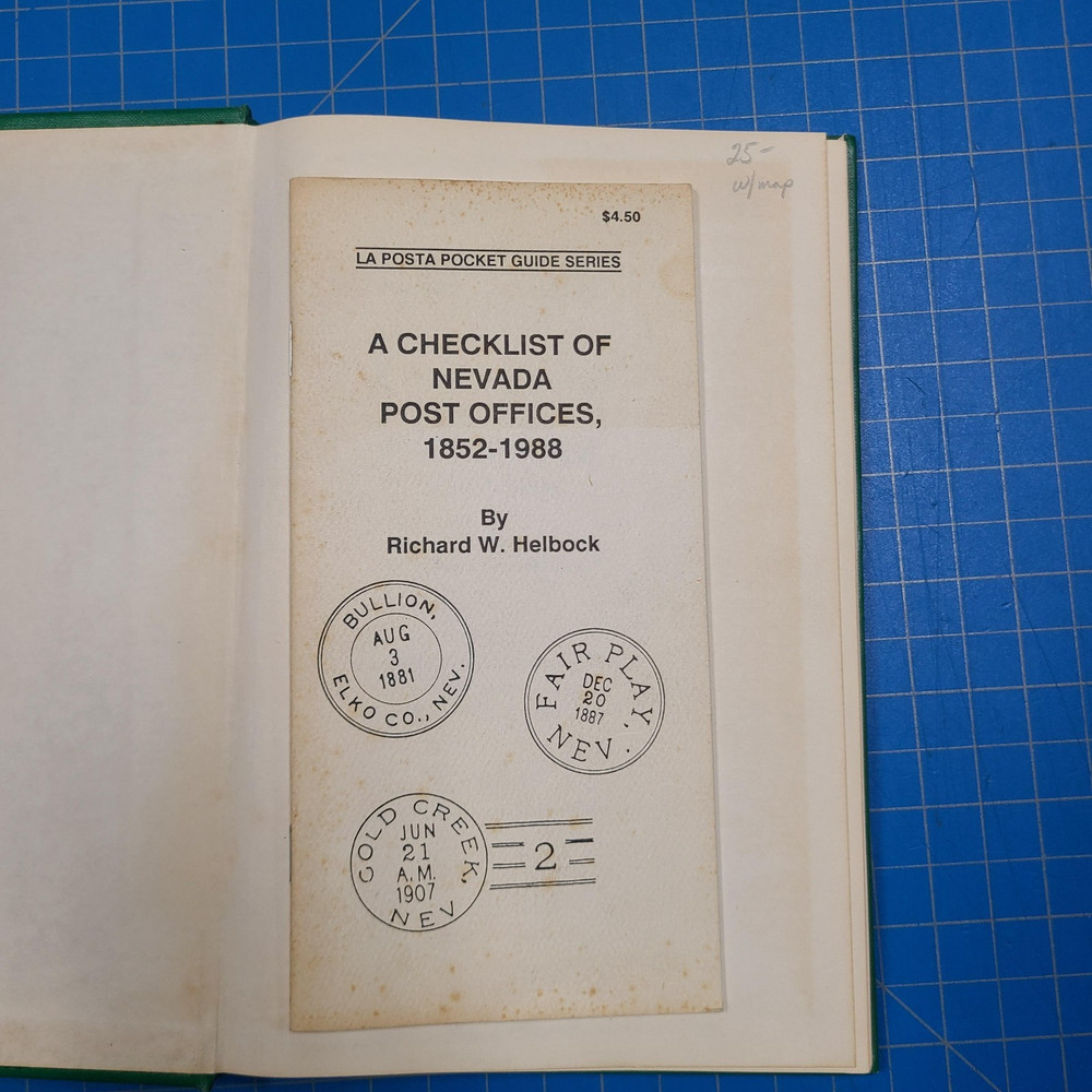 Nevada Postal History- 1861 to 1972- First Edition- 1973- R. Harris