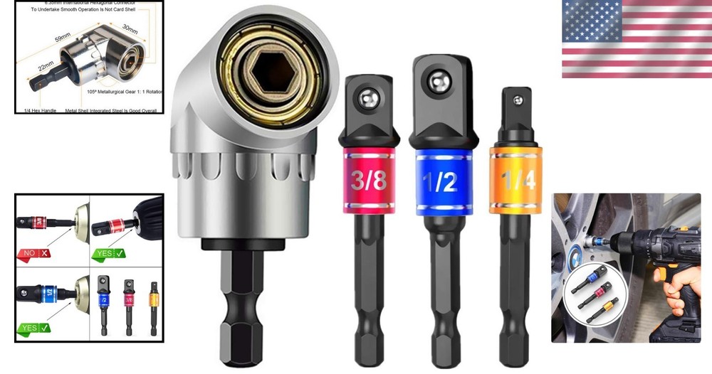 Comprehensive 3-Piece Impact Socket Adapter Set with Color-Coded Identification