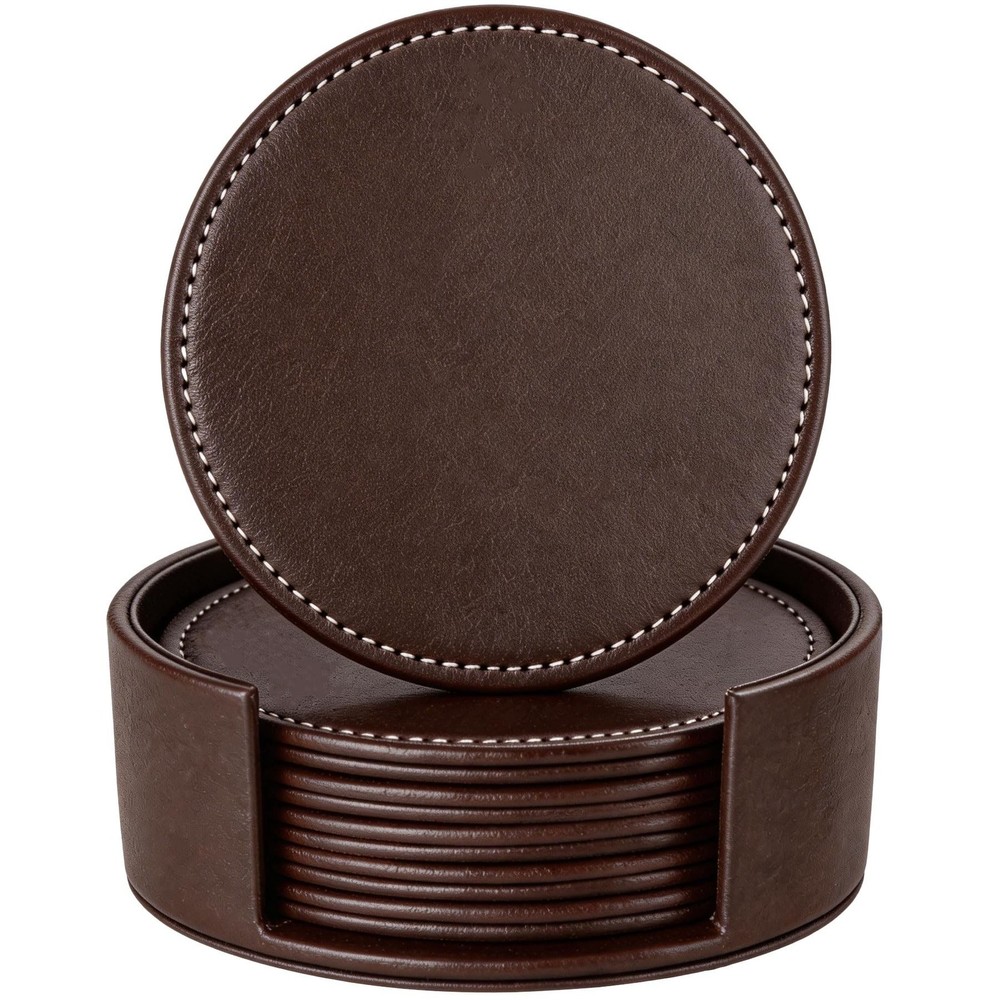 Leather Coasters for Drinks(6 Pack), Handmade Durable Drink Coasters Set with...