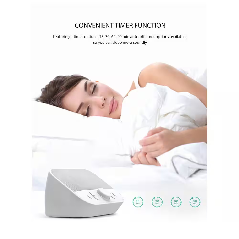 White Noise Sound Machine with 28 Sounds, Timer Options and Automatic Shutdowns