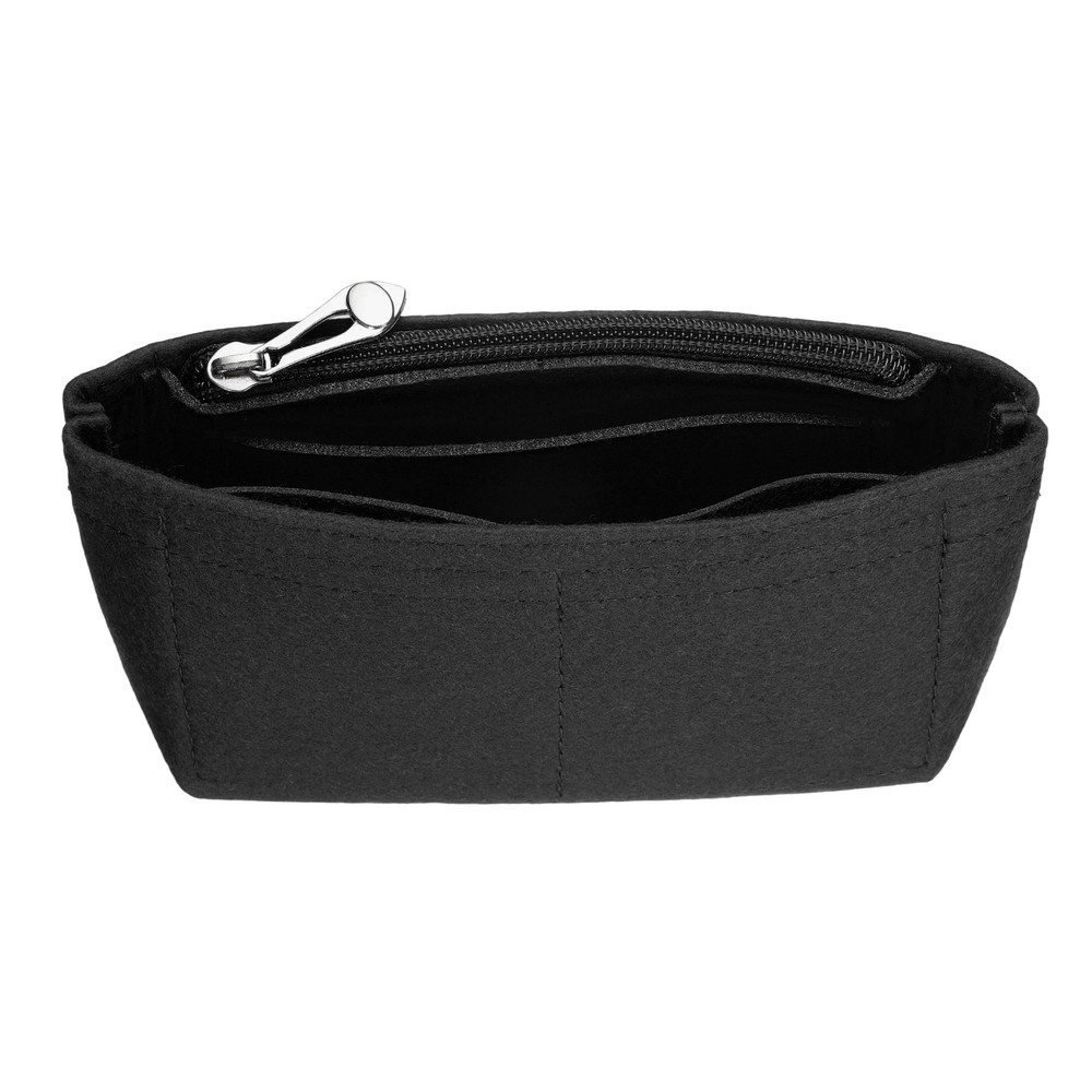 Purse Organizer Insert, Mini Felt Handbag Organizer with Zipper, Black