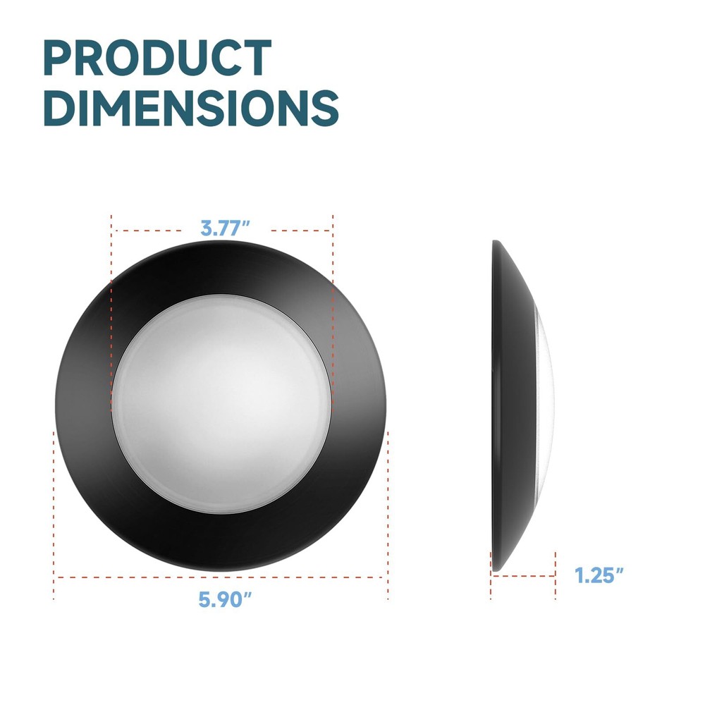 4 Inch Black LED Disk Light Dimmable Flush Mount Ceiling Light 10.5W 650Lm 30