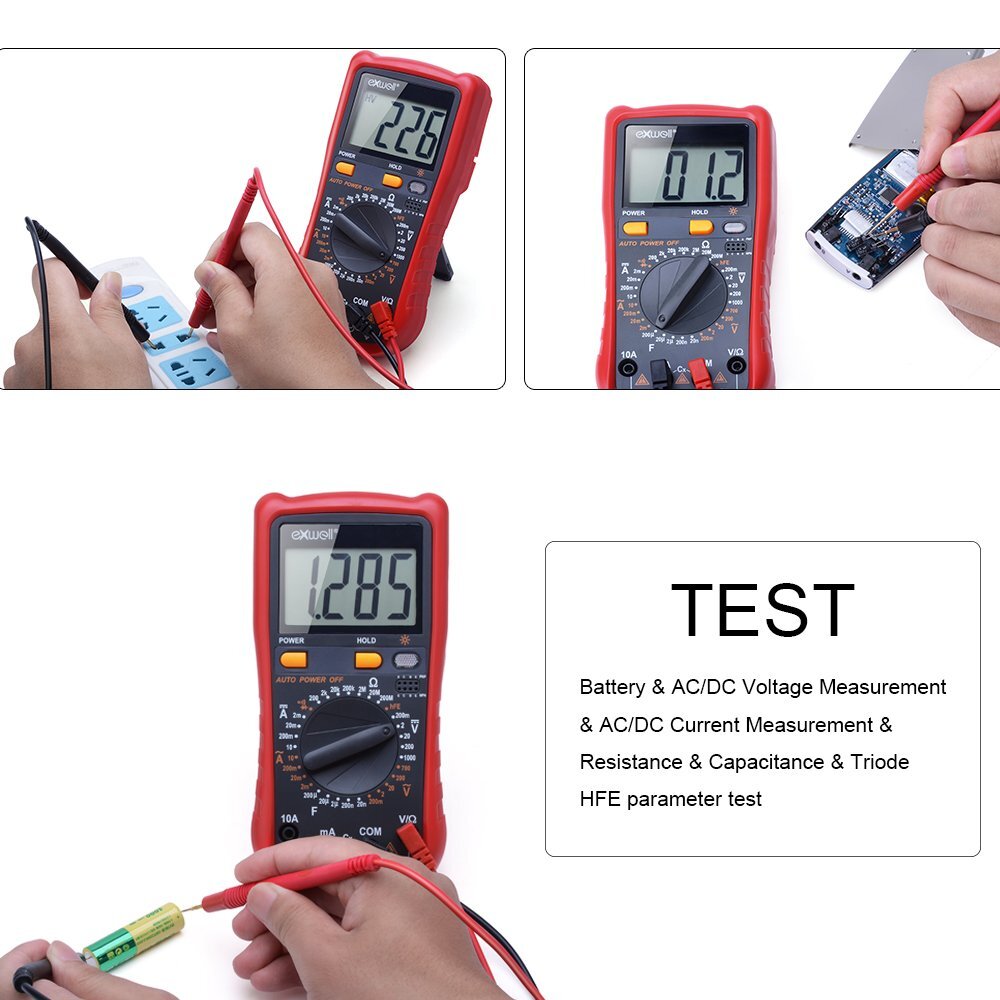 Multimeter, Exwell Digital Multimeter with Two Sets Multimeter Test Leads,