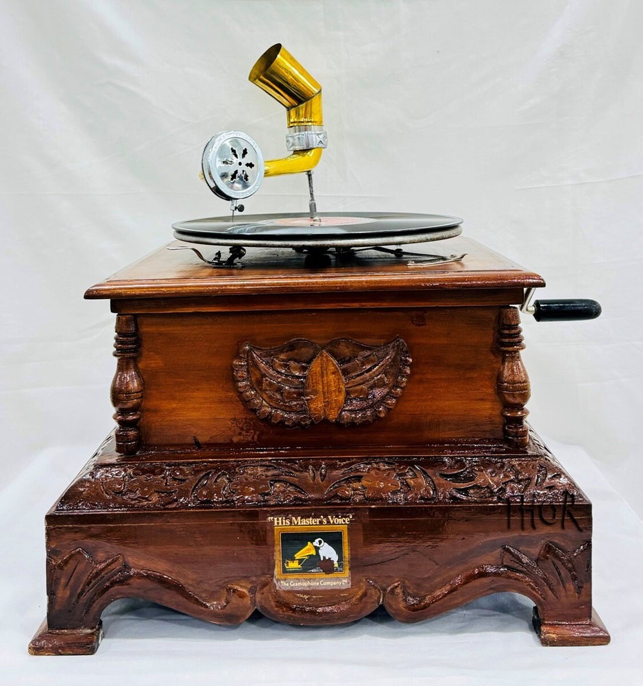 Gramophone - Phonograph New Working - Record Player Antique Style - Handmade Gra