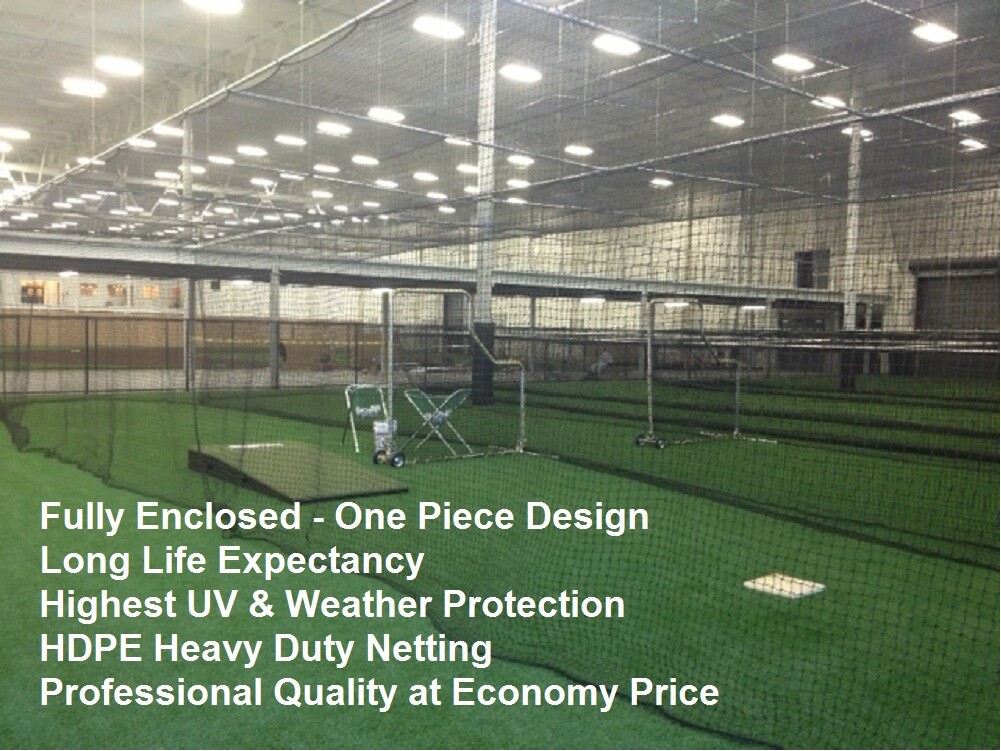 Baseball Batting Cage Net Netting #42 (54 ply) HDPE 12' x 14' x 55' Heavy Duty