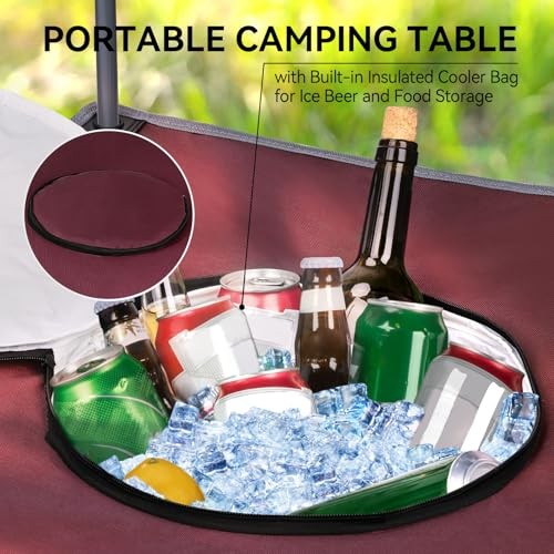 Portable Lightweight Folding Camping Table - Collapsible Foldable Picnic Red