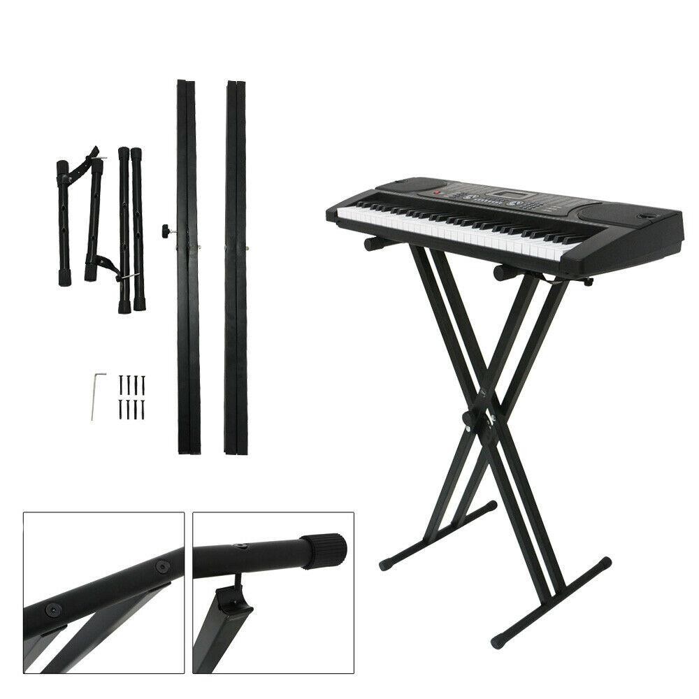 Electric Keyboard Piano Double X-brace Construction Stand Adjustable Dual Tube