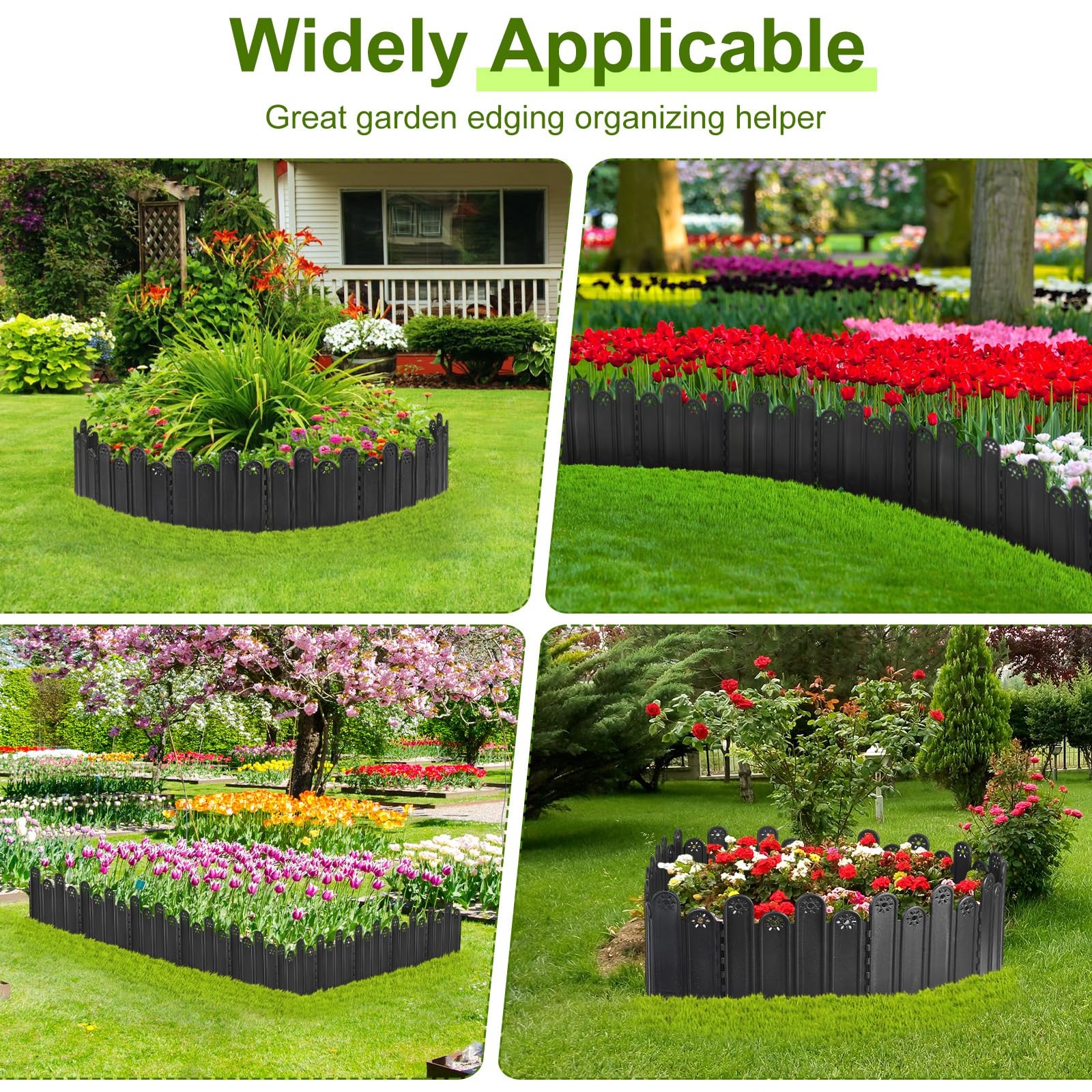 10 Pcs Black Garden Edging Borders, 9.84 Inch Tall Landscaping Edging, Total ...