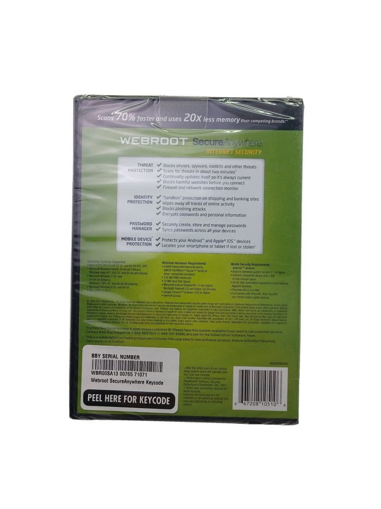 SEALED 3 DEVICE Webroot Internet Security WINDOWS 8 Compatible PC Mac or Mobile