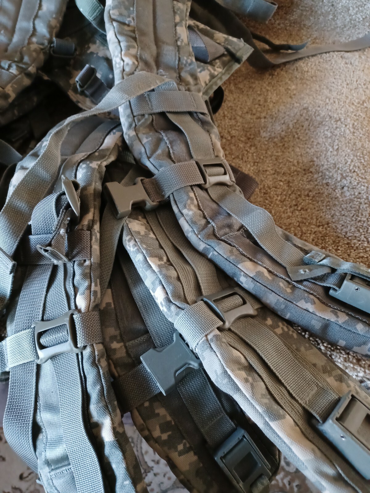 Molle II ACU Enhanced Camo Ruck Sack Shoulder Straps with Quick Release Lowers