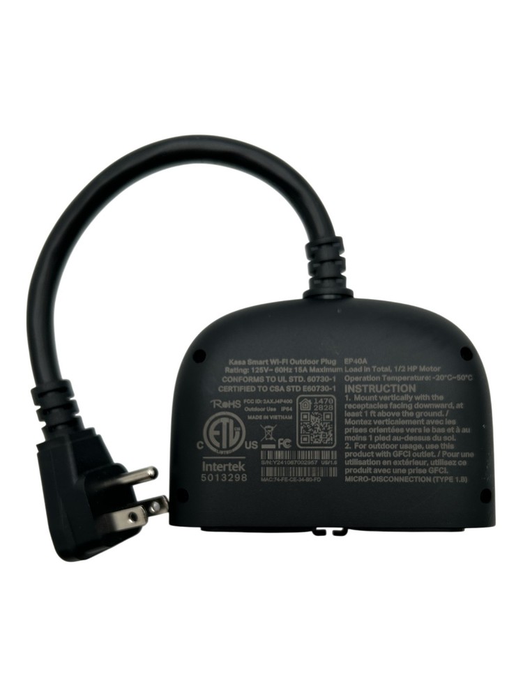 Kasa EP40A Outdoor Smart Plug 2-Socket Black