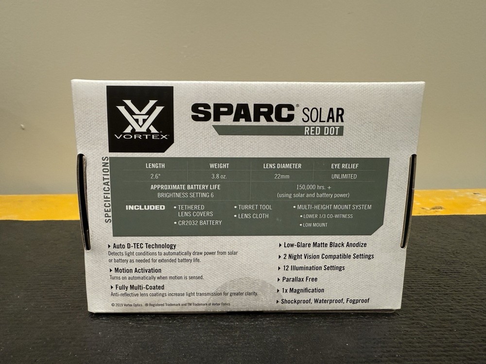 Vortex Sparc Solar Red Dot Sight 2 MOA Optic – Solar/Battery Pwrd Red Dot