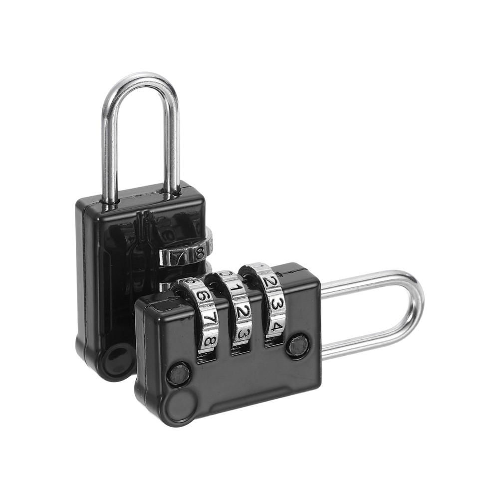 2Pcs Resettable 3 Digit Combination Lock Code Padlock, Black (56 x 24mm)
