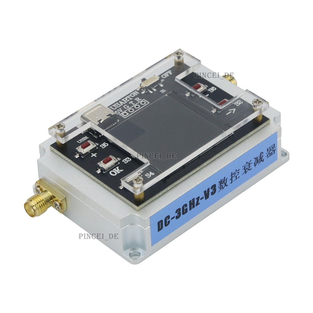DC-3GHz Digital Programmable Attenuator CNC Isolation Attenuator 1.3" TFT Screen