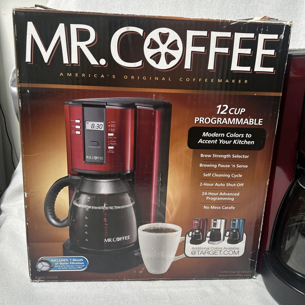 Mr Coffee 12 Cup Programmable Coffee Maker Red Metallic BVMC-TJX36