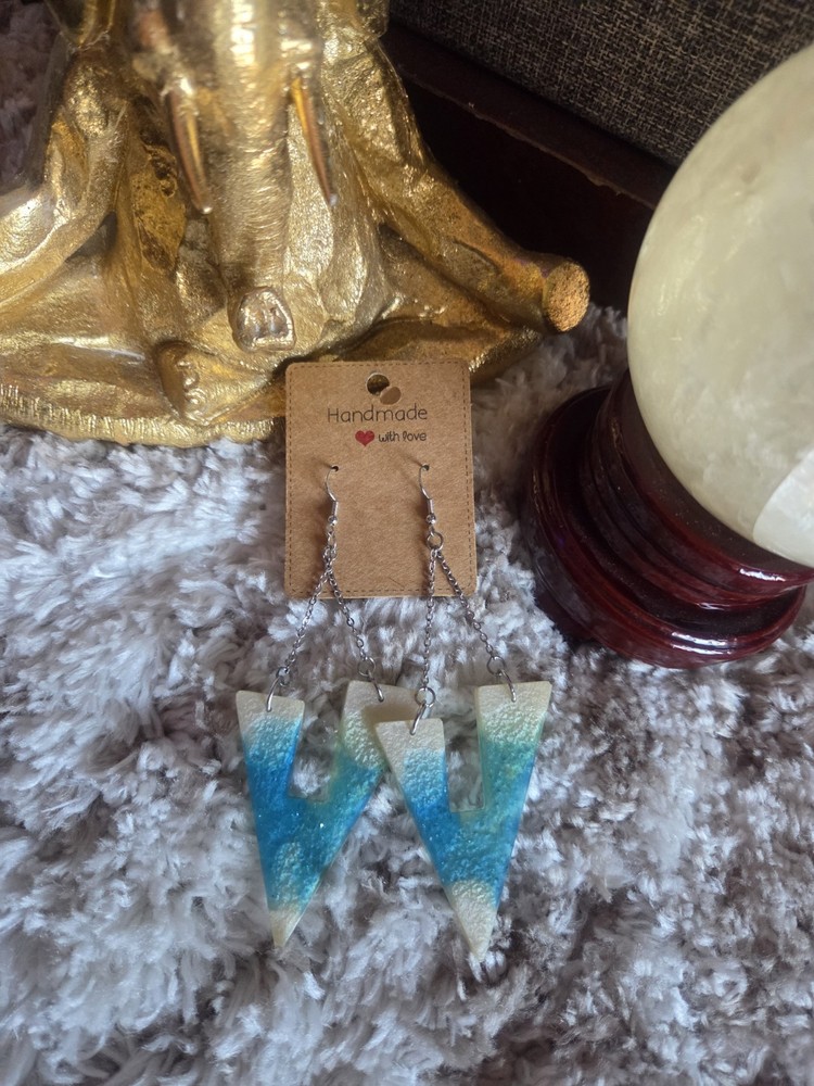 Handmade Blue Beach Ocean Vibe Dangle Earrings