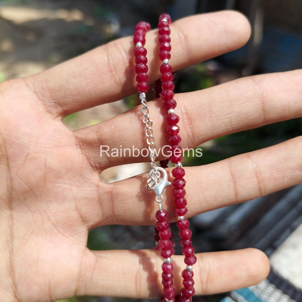 AAA++ Red Ruby Faceted Rondelle Beads . Ruby Beaded Necklace . Faceted Ruby Bead