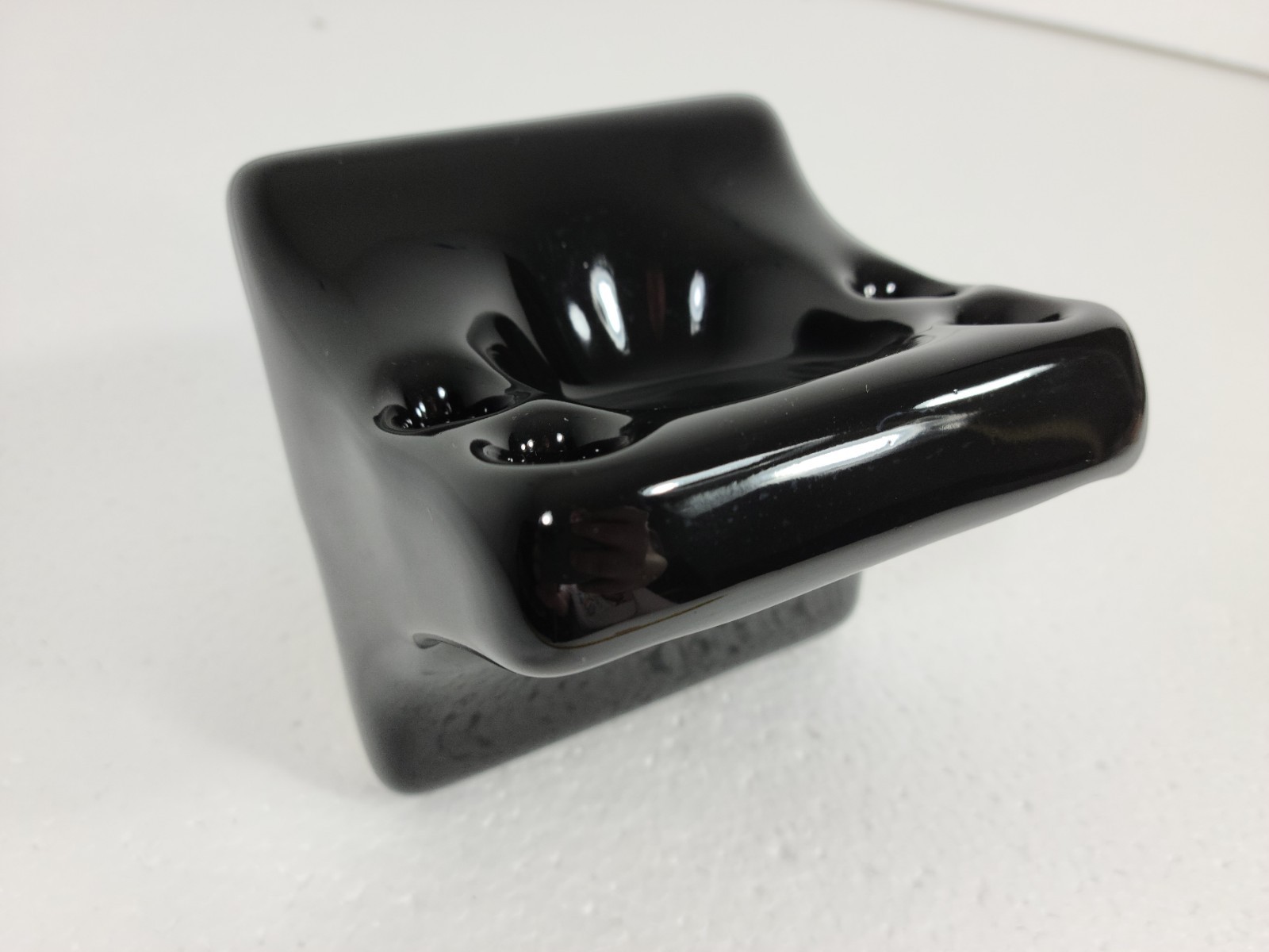 Vintage Black Ceramic Tile Toothbrush Holder Tumbler Cup Tray Mid Century Modern