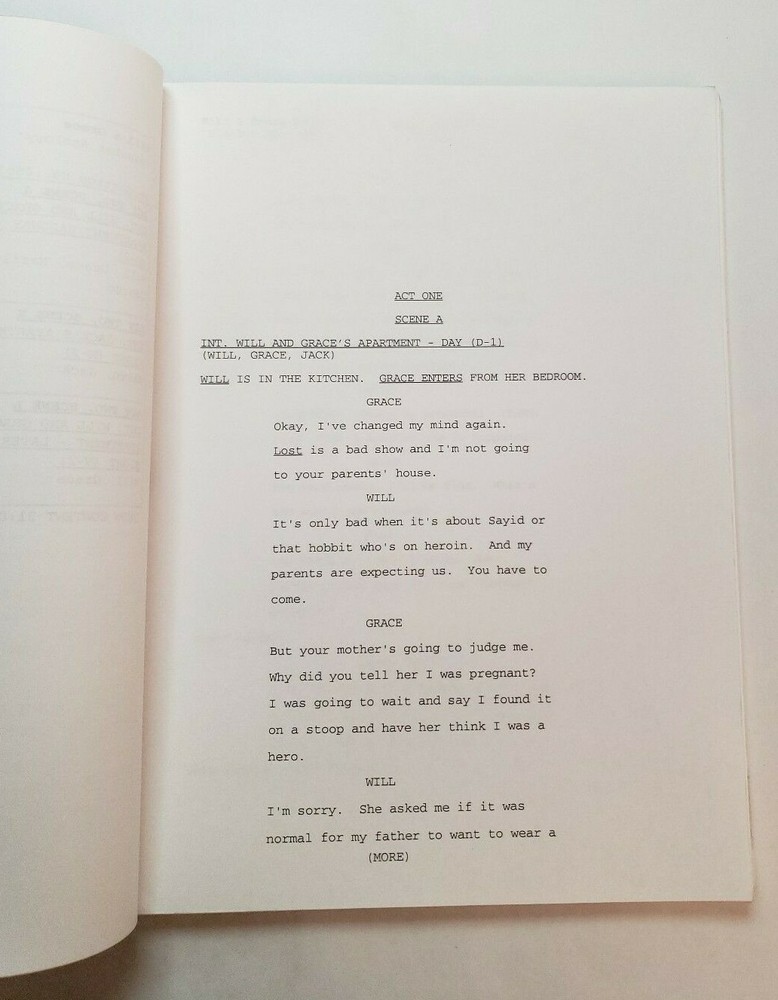 WILL & GRACE / James Lecesne 2006 TV Script, DEBRA MESSING "Blanket Apology"