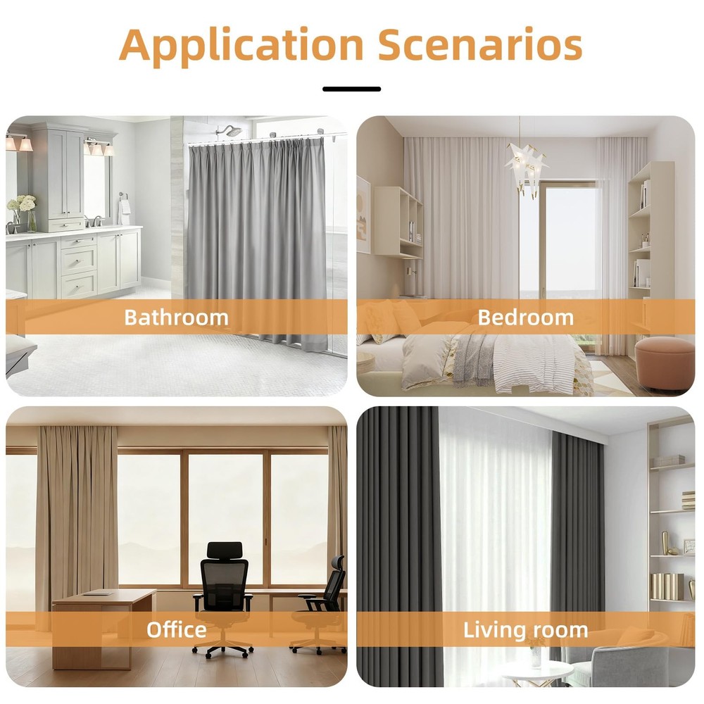 Curtain Tracks Ceiling Wall Mounted White 6.89FT Thickened Hook Room Divider
