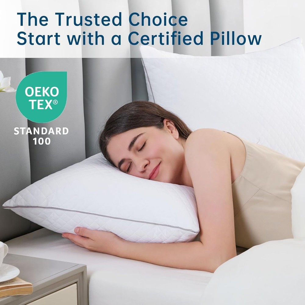 Diamond-Pattern Queen Bed Pillows with OEKO-TEX Certification - Cozy & Elegant