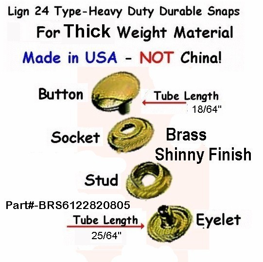 For Thick Material ~ Heavy Duty Brass Finish 50 sets LEATHER SNAP FASTNER N/Ts
