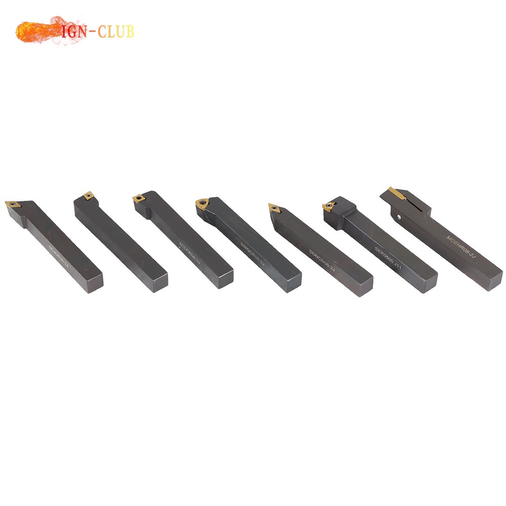 7Pcs Carbide Indexable Turning Tool 1/2" Lathe Tool Bit Thread Insert Holder Kit