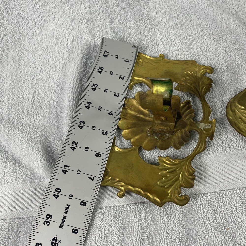 Brass Shell Candle Flame Shields Pair Shell Elegant Grand Millennial Vintage