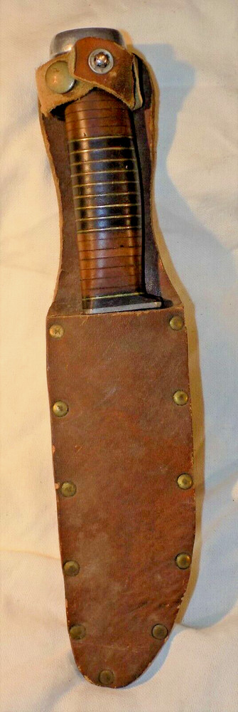 KNIFE, VINTAGE, FIXED BLADE, CATTARAUGUS, WITH SHEATH