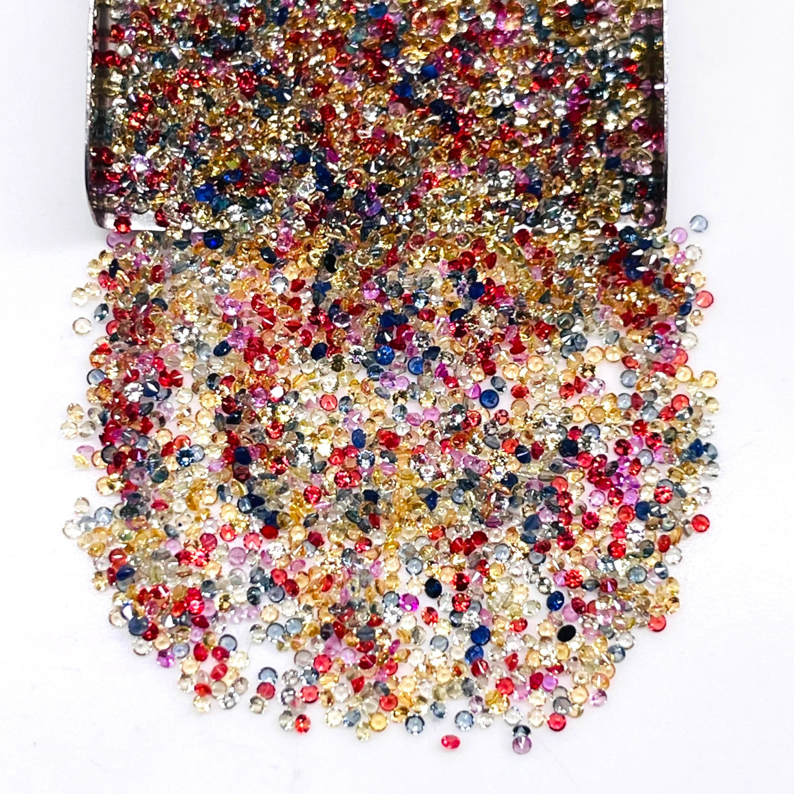 100 Pcs Natural Multi Sapphire 1mm Round Diamond Cut Dazzling Loose Gemstone Lot