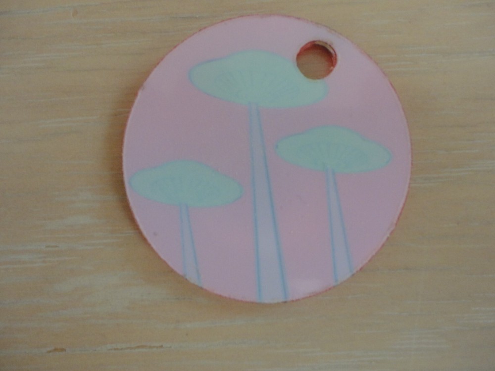 Attack From Mars Pinball Machine Three Space Ship Promo Plastic Key Chain Mint