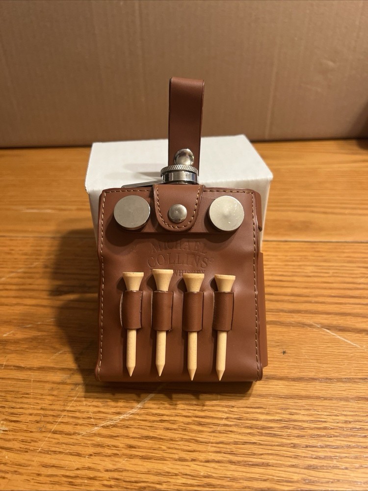 Michael Collin’s Leather Hip Flask Golf Tee Holder