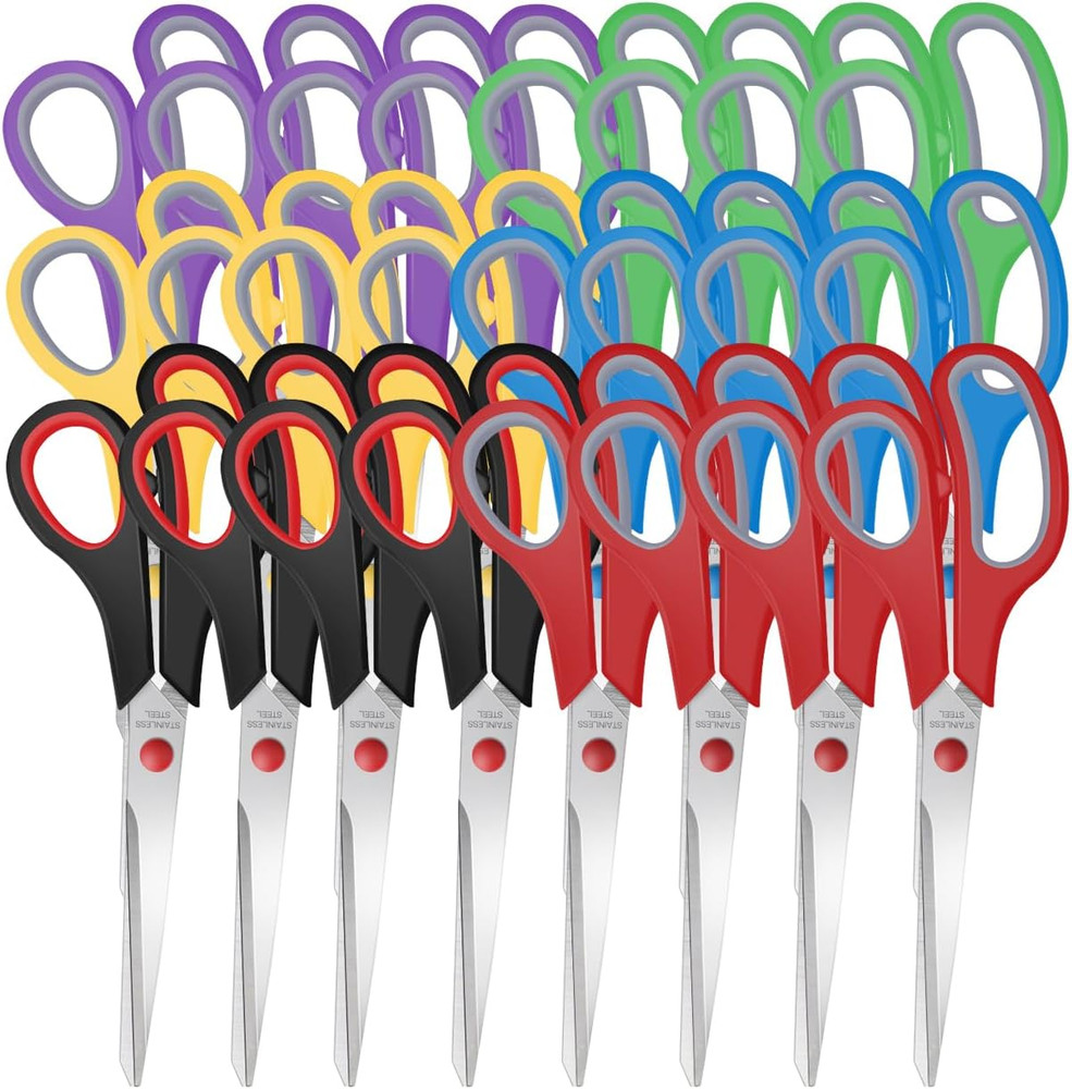 24 PACK Sewing Craft Scissors Bulk,8" Multipurpose Heavy Duty Sharp Paper Scisso