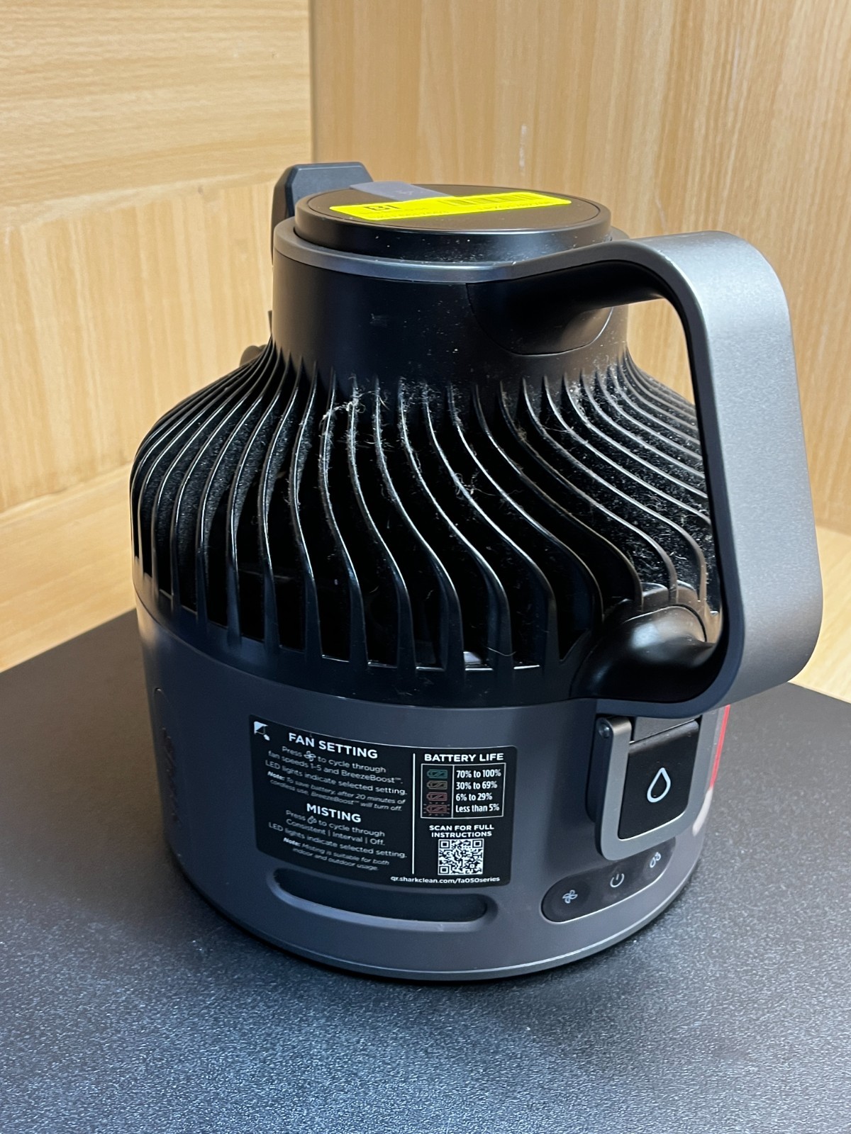 Shark FlexBreeze HydroGo FA052 Misting Portable Fan Gray Corded/Cordless 5 Speed