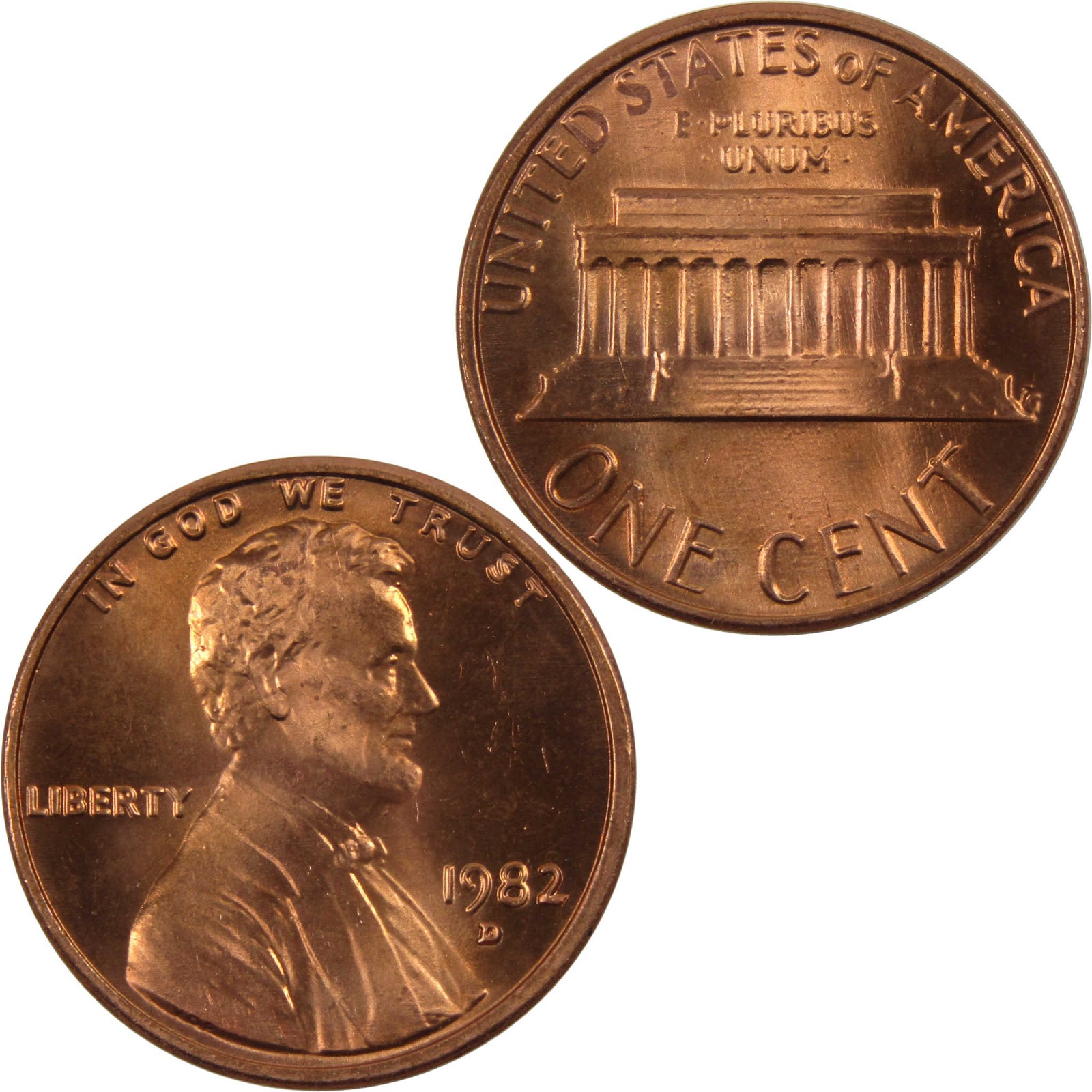 1982 D Large Date Lincoln Memorial Cent Uncirculated Zinc Penny 1c