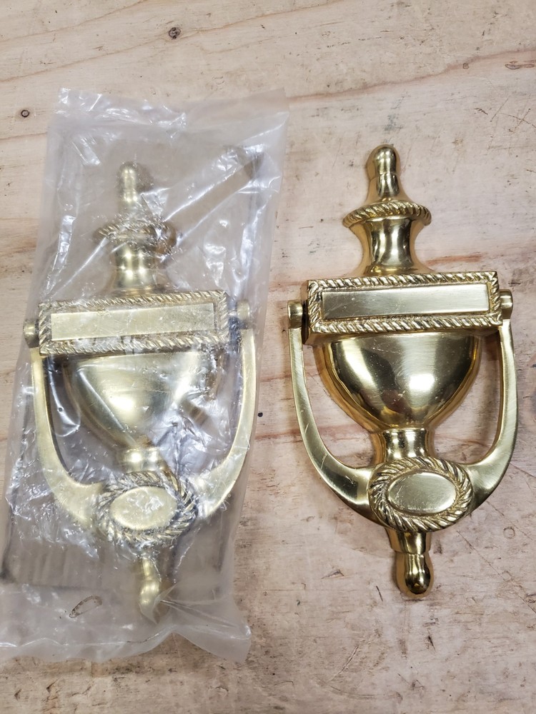 Solid Brass Door Knocker Polished Brass  - New Old Stock