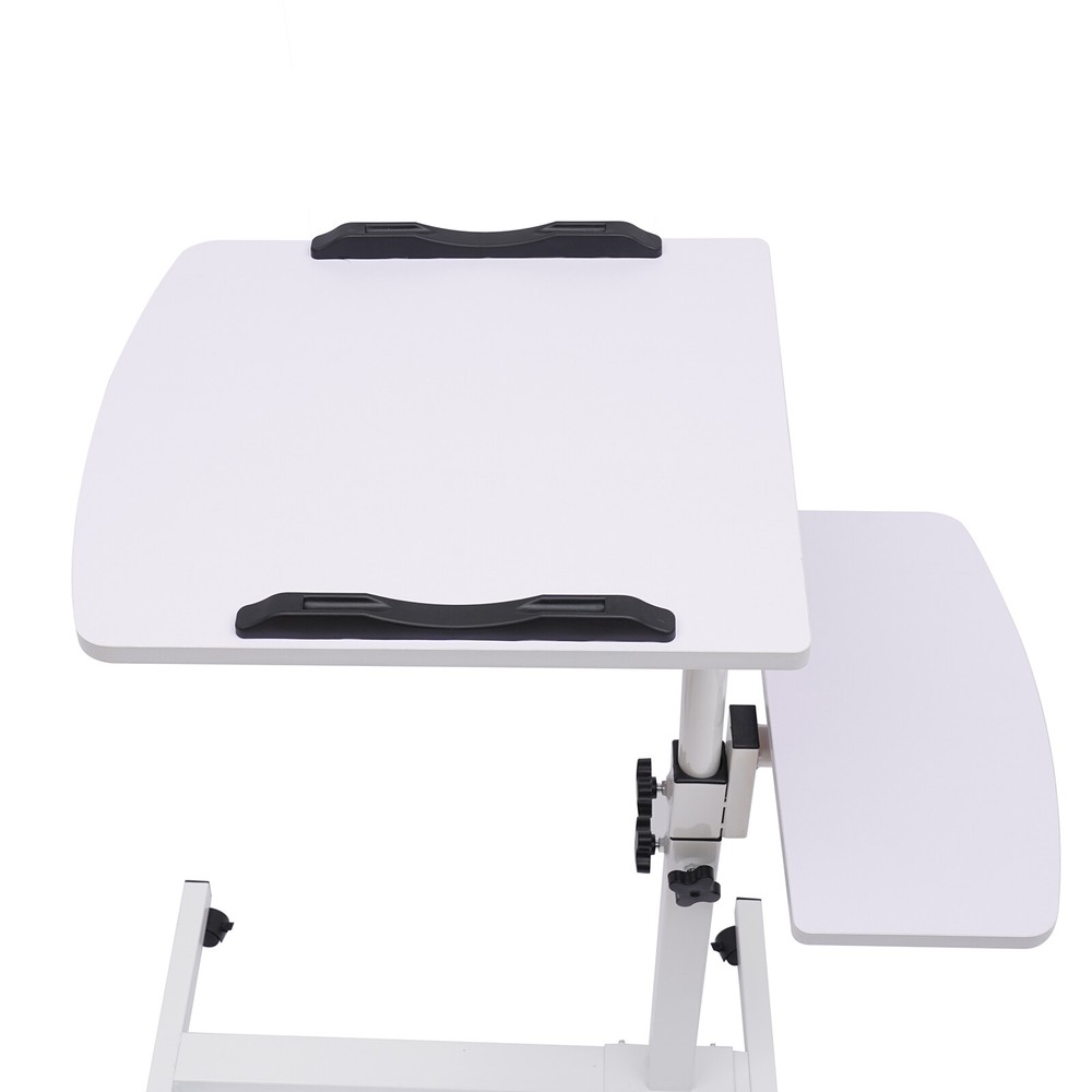 Office Laptop Desk Rolling Table Computer Mobile Stand Adjustable Portable NEW