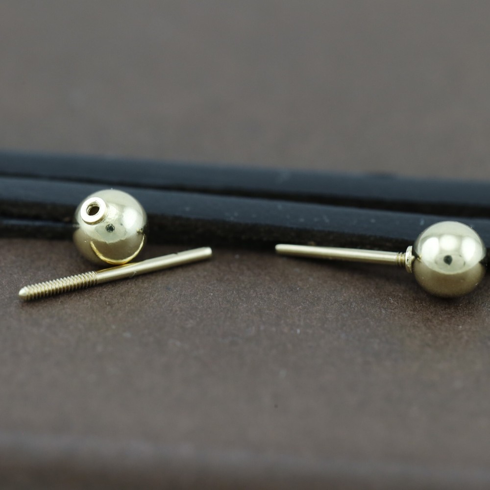 Genuine 18CT Solid Gold Screw Posts & Balls 5mm - 1 Pair Set