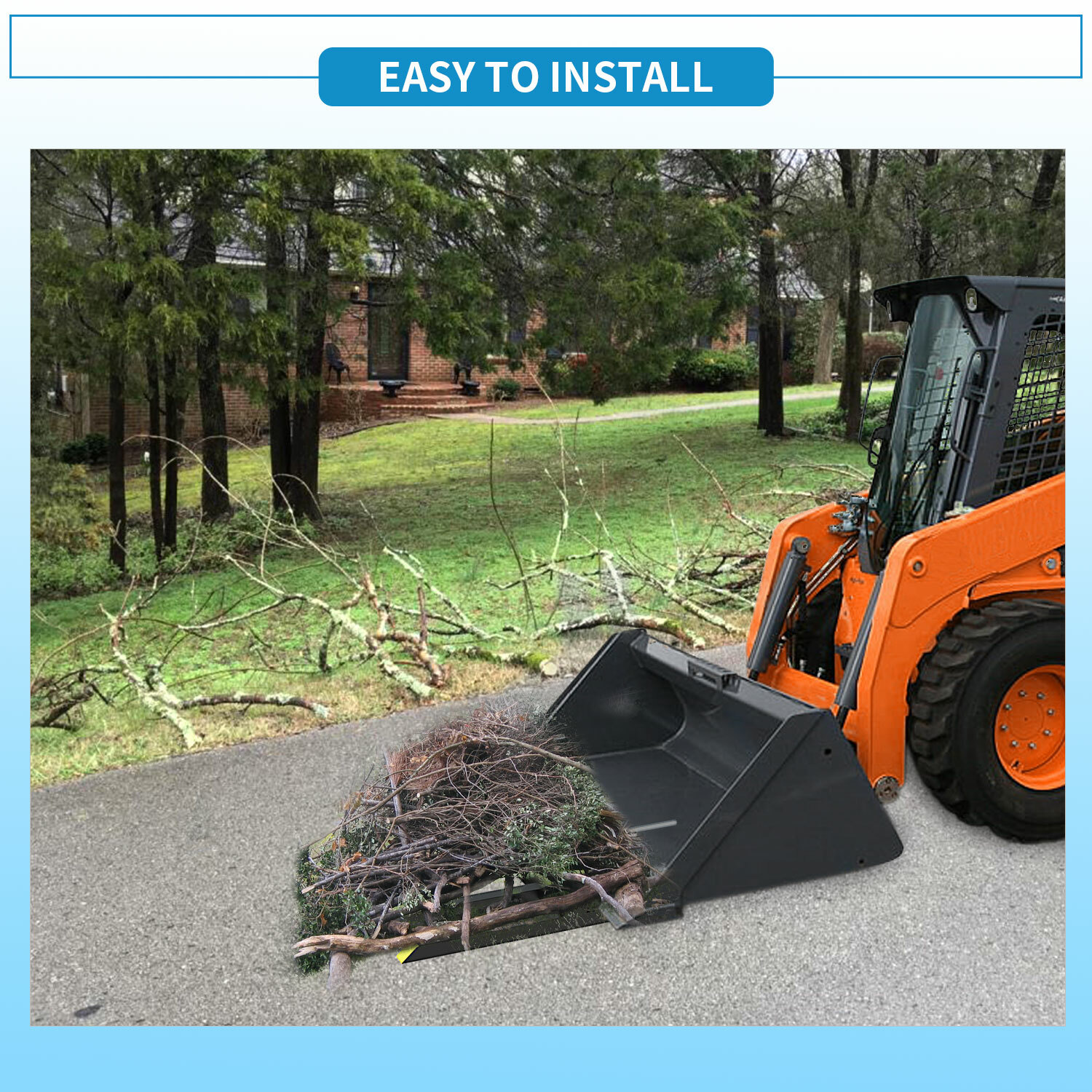 42" Clamp Debris Forks Tractor Skid Steer Loader Bucket Pallet Forks Heavy Steel